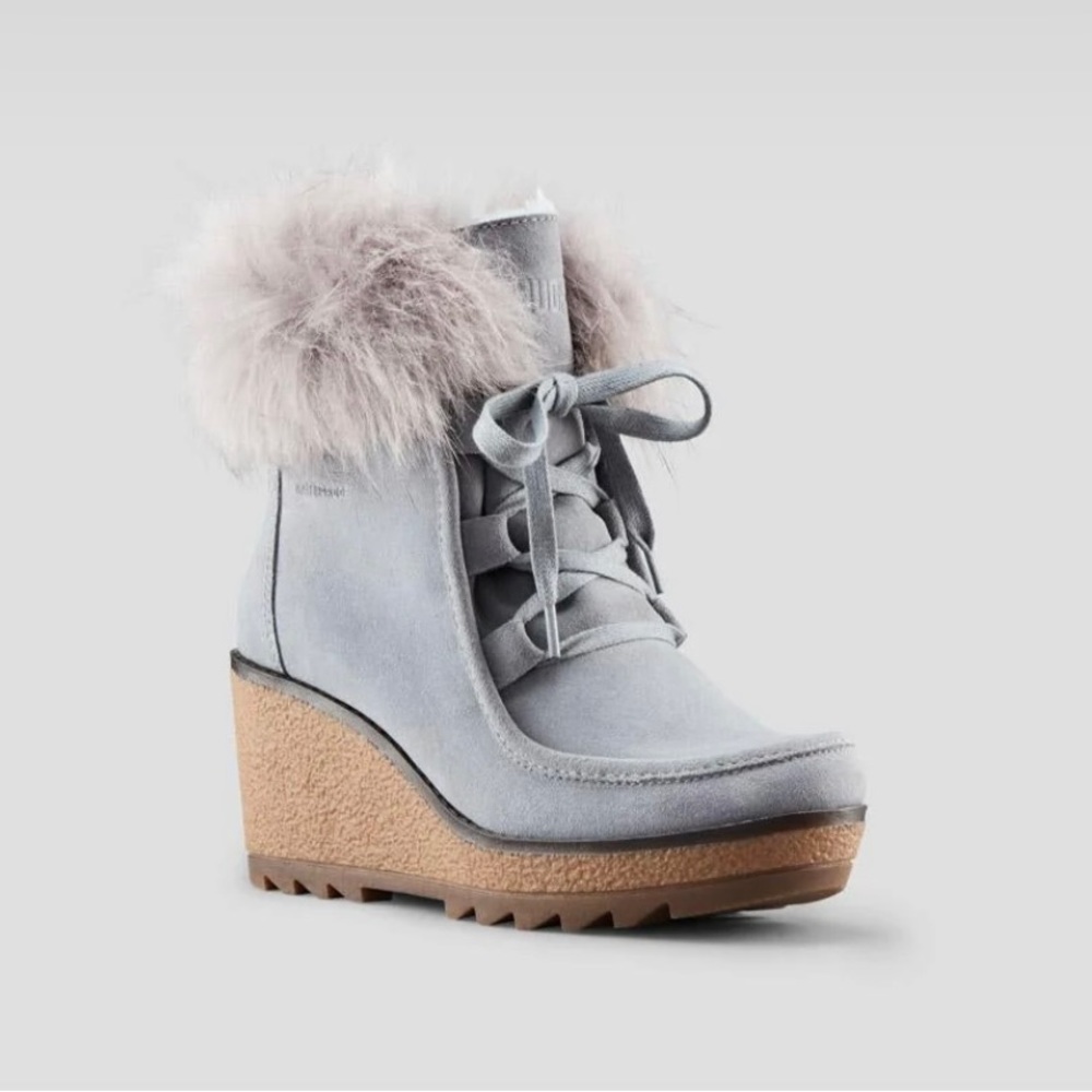 Pasha Suede Wedge Waterproof Winter Boot US 10 - Ash Blue